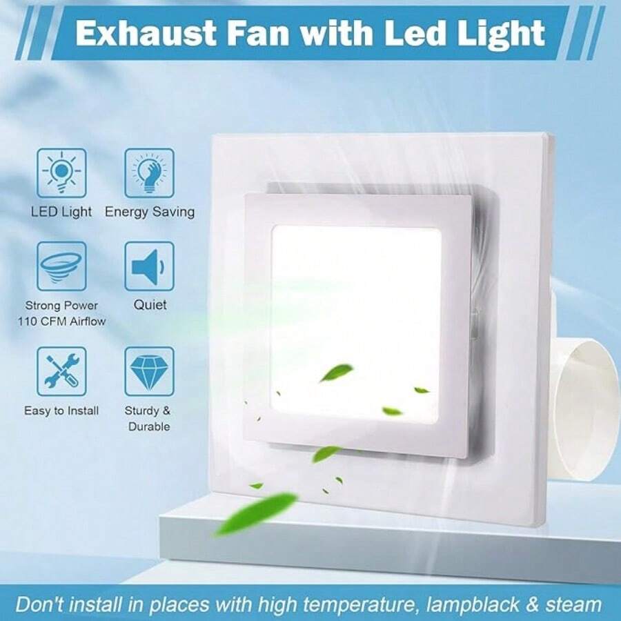 Bathroom Exhaust Fan with LED Light – 110 CFM – image 2