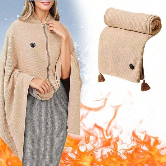 USB Heated Hooded Blanket Shawl
