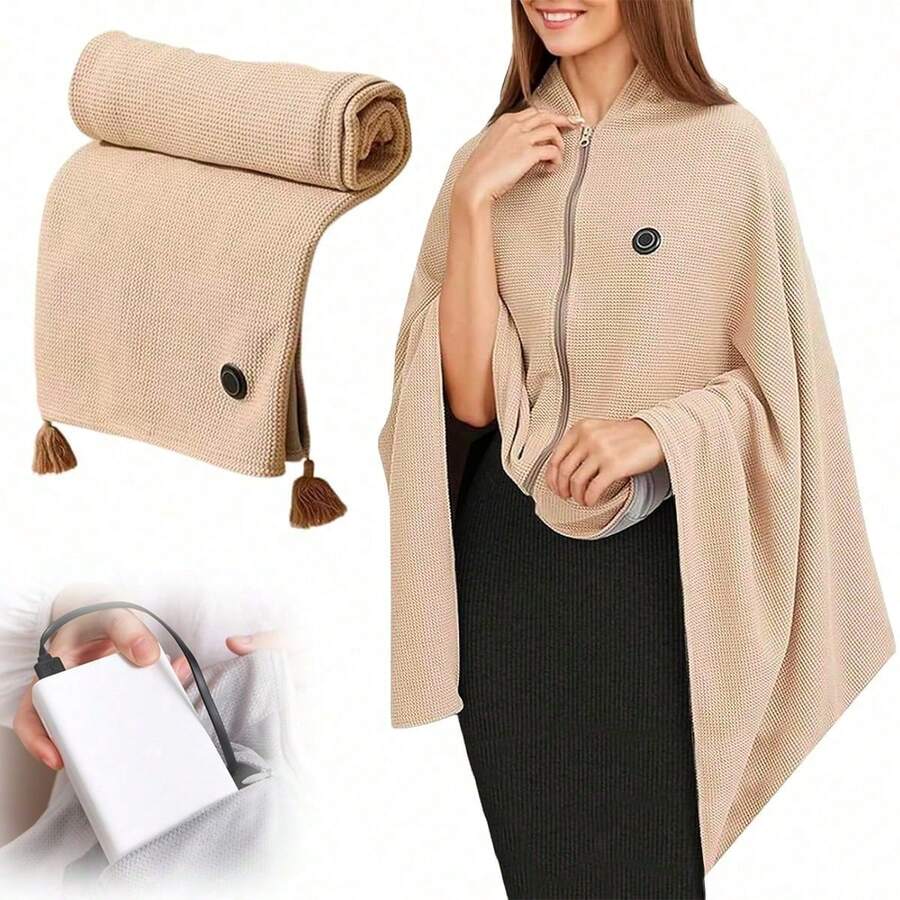 USB Heated Hooded Blanket Shawl – image 3