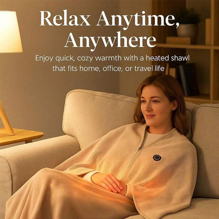 USB Heated Hooded Blanket Shawl – image 8