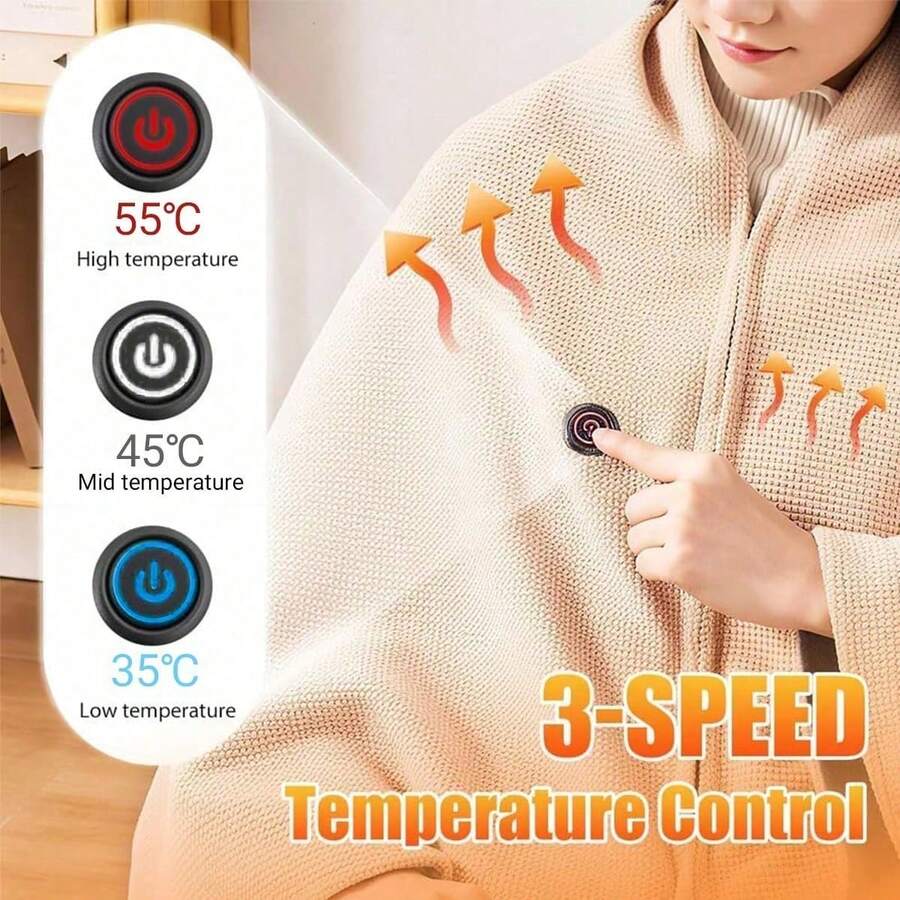 USB Heated Hooded Blanket Shawl – image 9