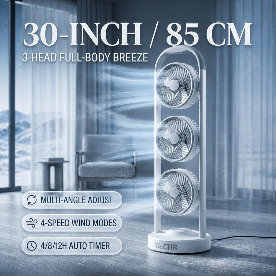 TazTir Triple-Head Standing Fan