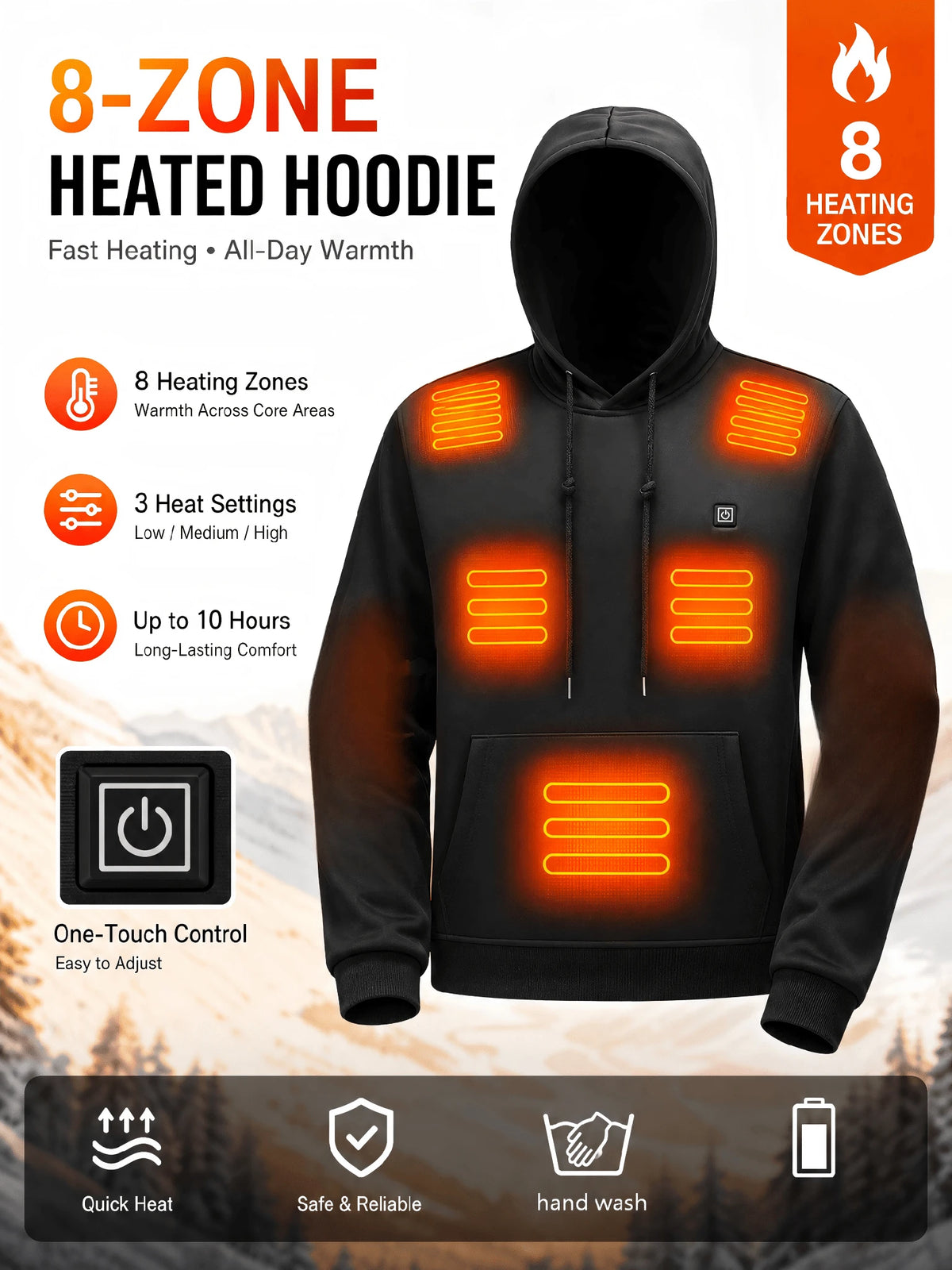 8-Zone USB Heated Hoodie